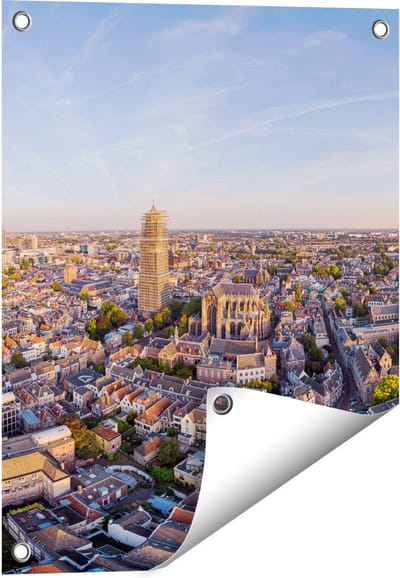 Gards Tuinposter Utrecht vanuit de Lucht - 40x50 cm - Tuindoek - Tuindecoratie - Wanddecoratie buiten - Tuinschilderij