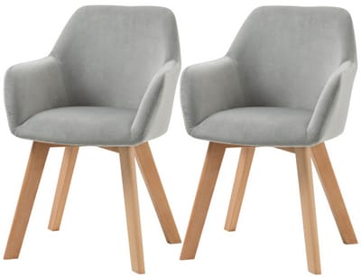 Eetstoelen Set van 2 Keukenstoelen Stoelen Lounge Stoelen Armstoelen Met armleuningen en rugleuning Geschikt voor eetkamer, woonkamer, kantoor, bar 54 x 57 x 80 cm Grijs Hout