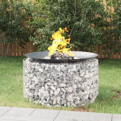 Schanskorf Tuinhaard - Buitenhaard Plantenbak - Tuin Decoratie - Verzinkt IJzer - Ø 100 cm - Zilver