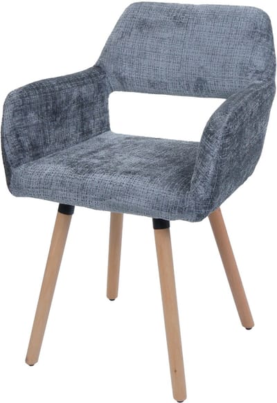 Eetkamerstoel MCW-A50 II, stoel Keukenstoel Gestoffeerde stoel, hout Stof/textiel Chenille (465 g/m²) MVG ~ donkergrijs