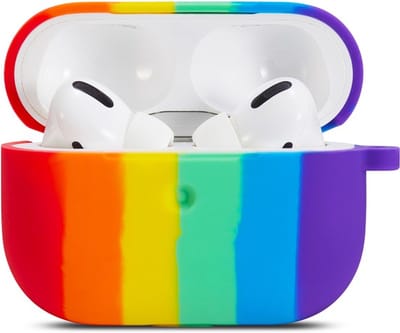 Peachy Rainbow Pride siliconen regenboog hoesje geschikt voor AirPods Pro 1 & 2 - pastel