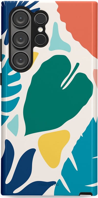 Casetastic Hoesje Geschikt voor Samsung S23 Ultra - Stijlvolle Beschermende Duo-layer Case - Moderne Kunstbladeren