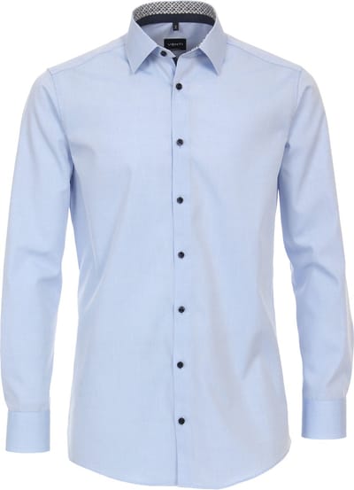 VENTI modern fit overhemd - popeline - blauw - Strijkvriendelijk - Boordmaat: 36