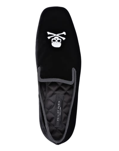 Velvet Loafers Embroidery Skull