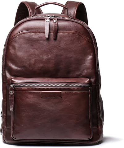 CarryQuest® - Rugzak Heren - Echt Lederen - Computer Tassen Voor 16 Inch Laptop - Vintage Stijl - Lichtgewicht - Schooltas - Weekenden Reis Tas - Donkere Koffie