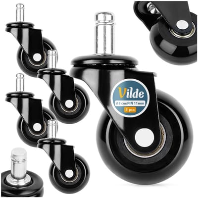 Bureaustoel Wieltjes Rubber 5 cm / 11 mm 5 stuks - Bureaustoelwielen - Wieltjes voor Stoelen