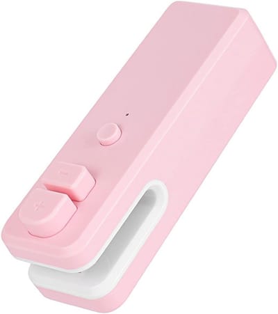 Mini zaksealer - Mini-folielasapparaat - Met snijder - Verzegelingsapparaat - Draagbare zaksealer - Heat sealer - Sealer apparaat voor zakjes - Oplaadbare mini bag sealer - Warmte Sluitmachine - Vacuüm Voedsel Sealer - Zaksealer voor koekjes - Roze