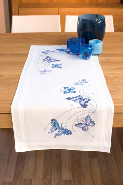 Vervaco - Loper kit - Blauwe vlinders - PN-0145089 - Borduren - Borduurpakket - Borduurpakket volwassenen - Borduurpakket kind