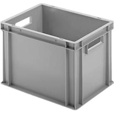 Ringoplast kunststof kratten serie Unista M280, doorlopende handgrepen, geribbelde bodem, L 400 x B 300 x H 280 mm, grijs