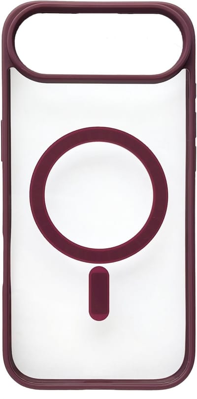 Hoesje Geschikt voor Apple iPhone 17 Air - Burgundy - Casemania Magnetisch Bumper Back Cover Geschikt voor MagSafe - Zachte TPU Rand en Krasbestendige Transparante Achterkant Back Cover