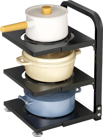 Meedeer 3 lagen Keukenrek-opbergplanken,keukenkast,Kabinet opbergrek,Opbergrek voor magnetron, oven, servies, fruitborden - Kleur:zwart