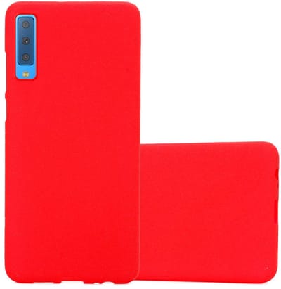 Cadorabo Hoesje geschikt voor Samsung Galaxy A7 2018 in FROST ROOD - Beschermhoes gemaakt van flexibel TPU silicone Case Cover