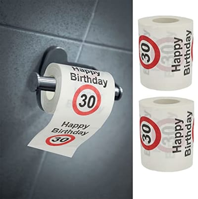 Toiletpapier Set van 2 voor 30ste Verjaardag – 2-laags, 180 g/m², 24 m – Speciaal Motief voor Verjaardagen