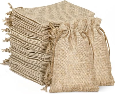 YAGXIG 20-pack linnen cadeauzakjes - met trekkoord - herbruikbaar - feestcadeauzakjes - linnen zakjes - kleine stoffen zakjes met trekkoord - kerstcadeauzakjes - 11*8cm
