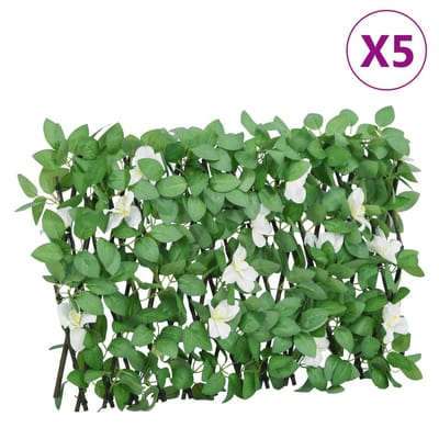 vidaXL Kunstplant klimop op latwerk 5 st uittrekbaar 180x30 cm groen