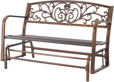 Buitenbank, 127 cm, Duurzaam Frame van Koolstofstaal met Gietijzeren Rugleuning en Gladde Armleuningen, Weerbestendige Zitgelegenheid voor Terras, Tuin, Park, ERF, Veranda, Antieke Bronzen Afwerking