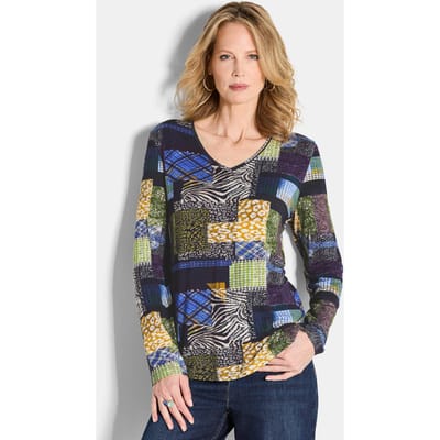 Jersey shirt met patchprint - marine / gedess. - Gr. 19 van Goldner Fashion