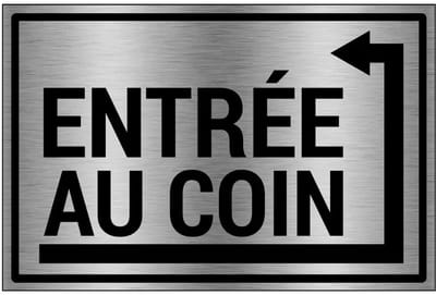 Entrée au coin droite bord - gecoat brushed aluminium - grijs zwart | 30 x 20 cm
