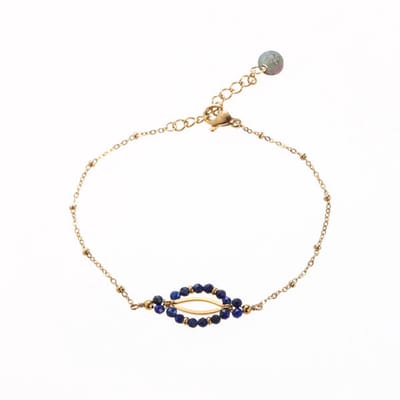 Go Dutch Label Armband ovaal goud Blauw B1767-3