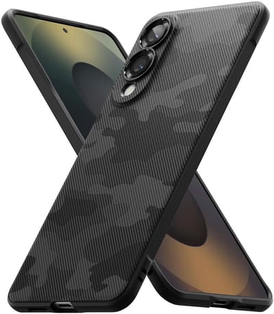 Ringke Onyx | Hoesje Geschikt voor Samsung Galaxy S25 Edge | Back Cover Flexibel TPU | Militaire Standaard | Camo Zwart