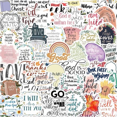 1/10/25/52 stuks Jezus Zinsneden Stickers Bijbelvers Geloof Decals voor Waterflessen Laptop Telefoon gray