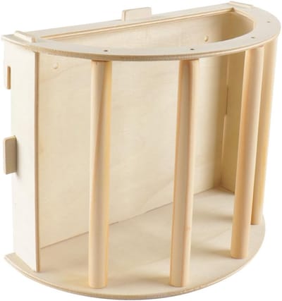 Hooi Voerbak - Knaagdier Hooi - Net Kooi - Natuurlijk Hout - 25 cm - Houtkleur