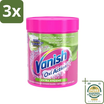 3 x Vanish Oxi Action - Extra Hygiene - Vlekkenverwijderaar Poeder - Zonder Bleek - Gekleurde Was - 470 Gram - Grootverpakking - Wasmiddel - Vlekverwijderaar - Hygiëne - Gekleurde Was - Wasbeurt