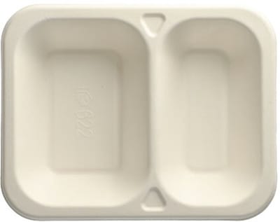 PAPSTAR Menubakken topseal, suikerriet 2-vaks 800 ml 4,2 cm x 18,5 cm x 23,5 cm wit - 600 Stuks (6x100)