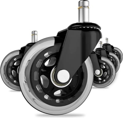 FSW-Products - Zwenkwielen - 5 Stuks - Inline - Stift Bevestiging 11mm - Zacht - Meubelwielen - Transparant
