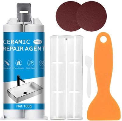 Tegel reparatieset - Reparatiepasta kit - Beschadigingen herstellen - Automatisch mengsysteem - 100 gram - Wit