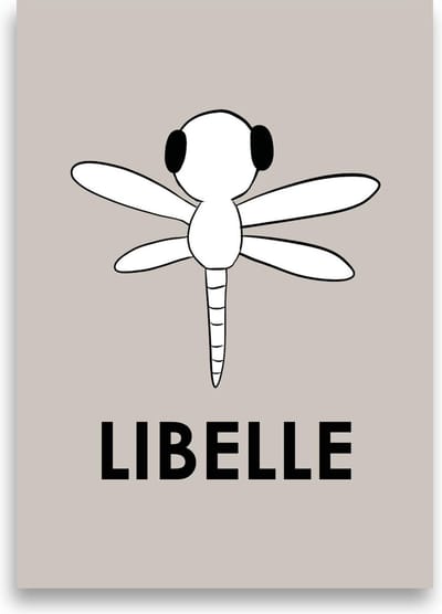 Kinderposter | Kinderkamer | Babykamer | Dieren | Wanddecoratie | A3 formaat | MOODZ design | Libelle | Zand
