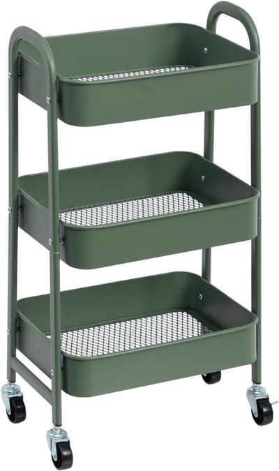 AHD® Keukentrolley - Keukentrolley op Wieltjes - Serveerwagen - Serveerwagen op Wieltjes - Groen - 42cm x 31cm x 11cm