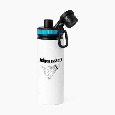 Hacebo® - badminton shuttle met eigen naam waterfles met draaidop blauw - Badminton - badmintonner - sport - verjaardag cadeau - kado - geschenk - water fles - 850ML