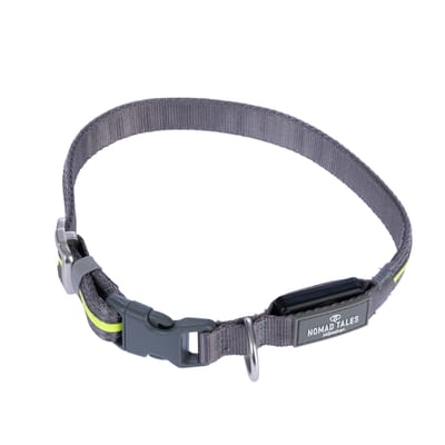 Nomad Tales Spirit USB LED Nylon Halsband Neon & Grijs S/M Hond