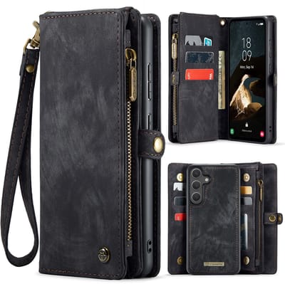 CaseMe Hoesje - Geschikt voor Samsung Galaxy S26 Plus Hoesje - CaseMe 008 2-in-1 Book Case & Back Cover met Portemonnee - Zwart
