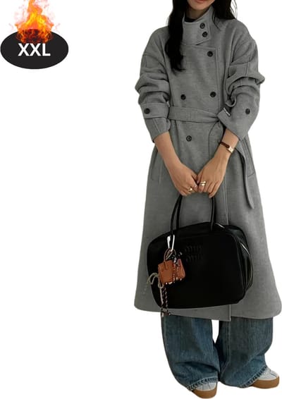 Livano Mantel Dames - Tussenmantel - Jas - Mantelpakje - Trenchcoat - Overjas - Overcoat - Winter - Grijs - XXL