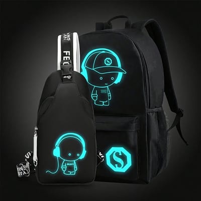 Glow in the Dark Rugzak Cartoon | Stoerpatroon Rugtas | Glow in the Dark Schoudertas | Gave Rugzak | Lachende Rugzak | Enge Rugzak | Schattige Rugzak | Rugzak Meisjes | Rugzak Jongens | Mooie rugzakken met Gezicht | 20 liter | Kinder Rugzak