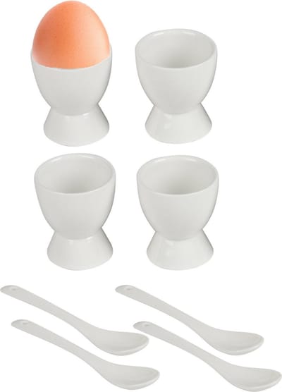 Urban Living Eierdopjes Blanche - set van 4x - keramiek - wit - 5x6 cm - voor ontbijt/brunch/pasen