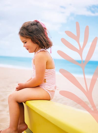 Fresk [Badpakken] 122 -Zwemkleding met UV-bescherming UPF 50 - Sneldrogend - Tweedelig Zwempak - Bikiniset Unisex - Creme - Summer Stripes