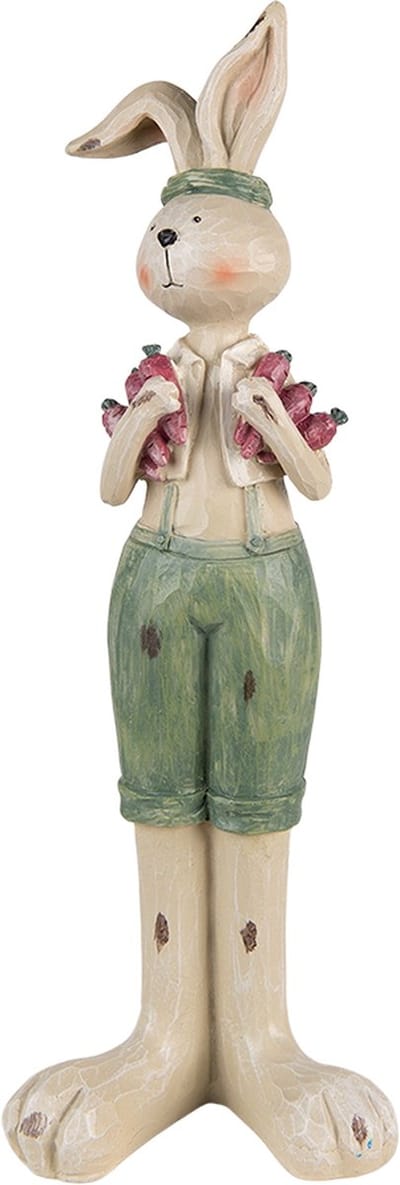 Clayre & Eef Beeld Konijn 11x10x33 cm Groen Polyresin Woonaccessoires