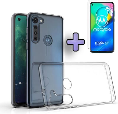 HB Hoesje Geschikt voor Motorola Moto G8 Power Transparant - Siliconen Back Cover & Glazen Screenprotector