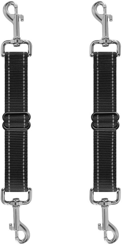 Veiligheidsclips voor honden, 2 stuks verstelbare reflecterende halsband voor huisdieren, hond, puppy, connector, dubbele uiteinde, clipband voor hondenharnas tot kraag, veiligheidsclip