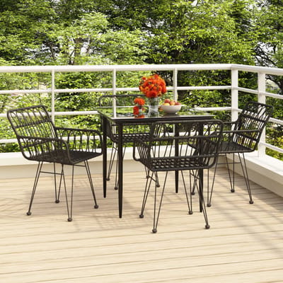 vidaXL - 5-delige - Tuinset - poly - rattan - zwart