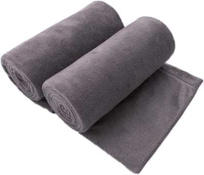 Famanu – Microvezel badhanddoeken set van 2, 76 x 152 cm, sneldrogend en pluisvrij, wafelstructuur, grijs