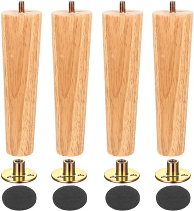 Dailygoods - 4 stuks 18 cm meubelpoten hout, tafelpoten, massief hout, conisch vervangende bankpoten, houten poten, tafelvoet, kastpoten voor bank, stoel, bed, stoelen, kastpoten, commodepoten (18)