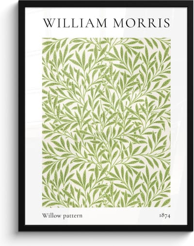 Poster in lijst - Fotolijst 60x80 cm - Posters - William Morris - Willow pattern - Abstract - Natuur - Posterlijst zwart - Decoratie - Wanddecoratie woonkamer - Muurdecoratie slaapkamer