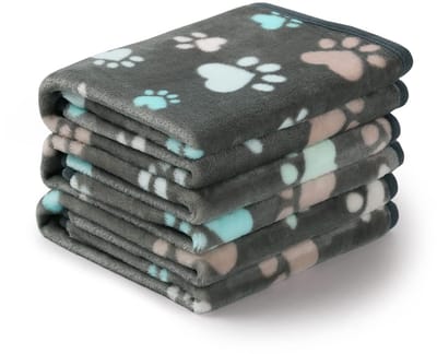 1 Pack 3 Dekens Super Zachte Pluizige Premium Fleece Huisdier Deken Flanellen Gooi voor Hond Puppy Kat, Small (23*16"), Grijze Poot