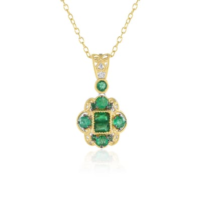 Cavill - Zilveren Halsketting - Verguld 925 Sterling Zilver - Zambia Smaragd 1,33 ct - Achthoek en Rond - Elegante Verstelbare Ketting