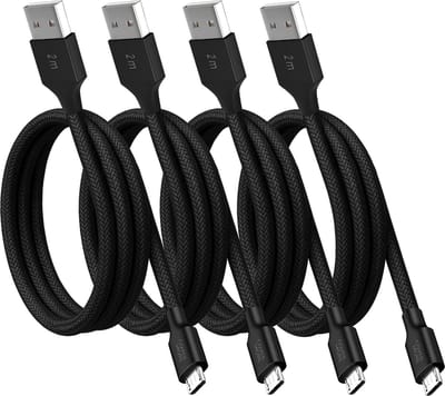 Voordeelbundel Micro usb kabels 2 meter - 4 stuks - 5v 2.4a - Usb naar Micro usb - Oplaadkabel - Stevig - Zwart