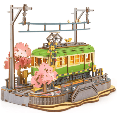Robotime Rolife Sakura Journey houten 3D-puzzel bouwspeelgoed, 23 x 14 x 16,7 cm, 1 stuk,Wooninrichting, boekenkastdecoratie,Handgemaakte cadeaus voor
